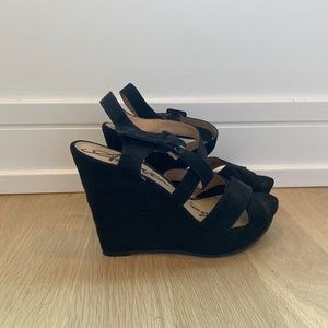 Black wedge sandals
